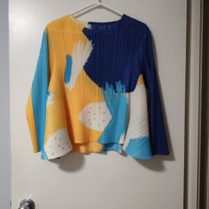 Issey Miyake Multicolor Pleat Pullover Top M